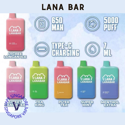 lanabar-5000-puff-supermint-menthol-puer-tea-king-disposable-vape-singapore-sg-vape